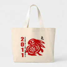 2011 Chinese Paper Cut Year of The Rabbit Tote Bags