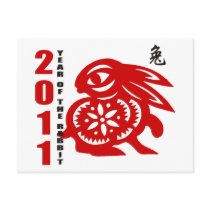 2011 Chinese Paper Cut Year of The Rabbit Postcards