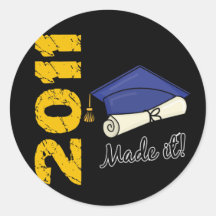 2011 Graduation Cap Round Stickers