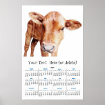 2011 Little Brown Cow  yearly wall  calendar Poster