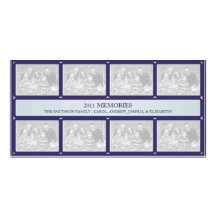 2011 Memories New Year Collage Blue Customized Photo Card