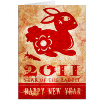 2011 nouvelles années chinoises du lapin carte de vœux