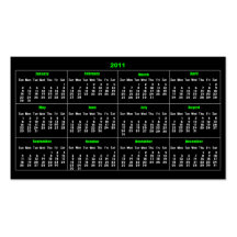 2011 Wallet Calendar Pocket Card Business Card Template