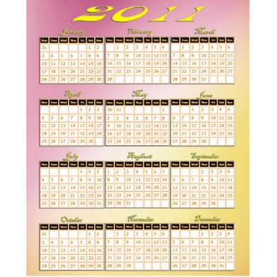 2011 Year at a Glance Calendar by MidnightDreamer