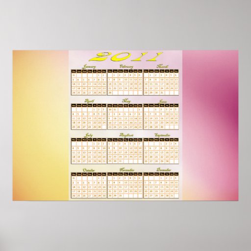 2011 Year at a Glance Calendar Poster Print