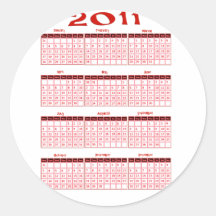 2011 Year at a Glance Calendar Round Sticker