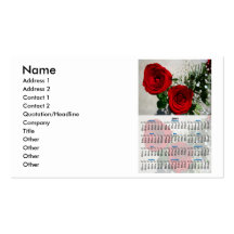 2011 Year at Once Calendar Red Roses Business Card Templates
