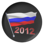 2012 avec le drapeau russe assiette pour soirée