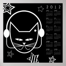 2012 Black Cat Rocking Fun Calendar Print