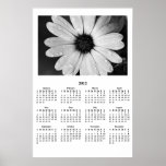 2012 Black/White African Daisy Year Wall Calendar Poster