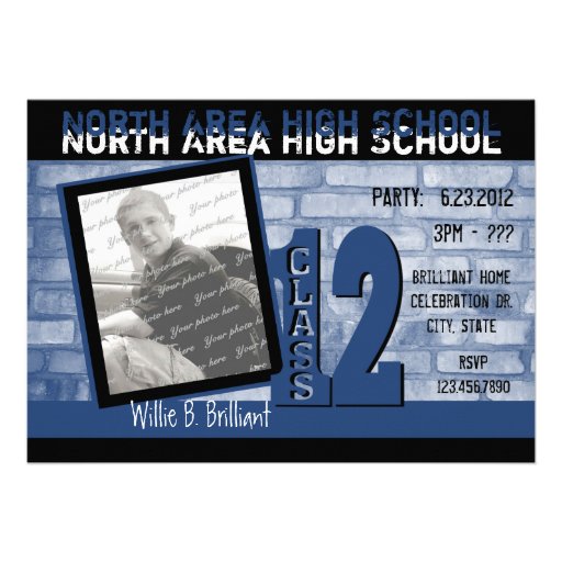 2012 Brickwork Graffiti / Blue Personalized Invites