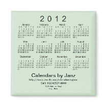 2012 Calendar Business Card Template Refrigerator Magnets