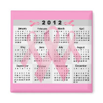 2012 CALENDAR PINK RIBBONS BREAST CANCER AWARENESS REFRIGERATOR MAGNETS