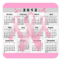 2012 CALENDAR PINK RIBBONS BREAST CANCER AWARENESS SQUARE STICKERS