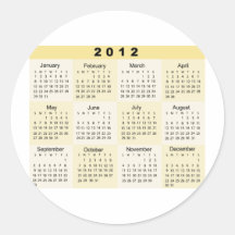 2012 CALENDAR PRINT ROUND STICKERS