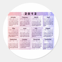 2012 Calendar with Stars in RedWhiteBlue Stickers
