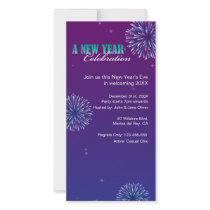 2012 Fireworks Blue Sky New Year's Party Photo Greeting Card