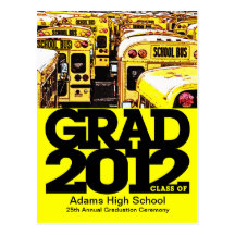2012 Graduation Announcement Postcard School Bus 4