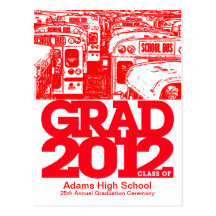 2012 Graduation Announcement Postcard School Bus 7