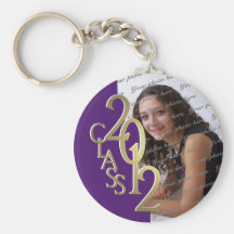2012 Graduation Keepsake Gold and Purple Key Chains