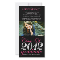 2012 Graduation Party Pink Black Invite Cards Photo Cards
