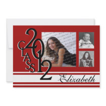 2012 Graduation Red Tri Photo Personalized Invitations