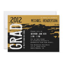 2012 Grunge Graduation Party Invitation - Gold/Blk