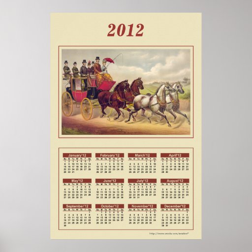 2012 Horses Calendar Poster
