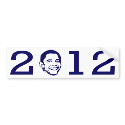 2012 Obama Head Bumper Sticker by irregulargoods