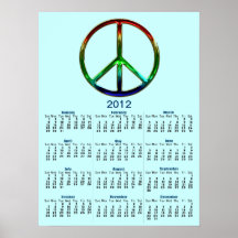 2012 Rainbow Peace Sign Wall Calendar Poster