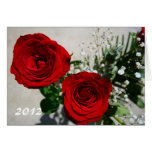 2012 Red Roses Calendar Card with Year on Front