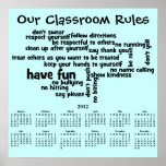 2012 Year Calendar Our School Classroom Rules Print