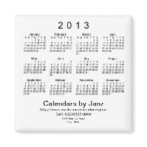 2013 Calendar Business Card Template Fridge Magnet