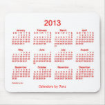 2013 Calendar Christmas Red Mouse Pad