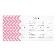 2013 Calendar Pink Chevron Card Photo Card
