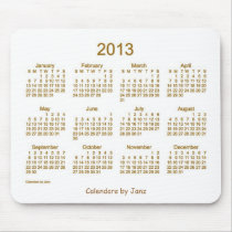2013 Calendar White Gold Mouse Pad