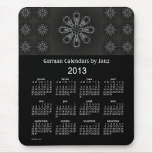 2013 German Black Rosette Calendar Mouse Pad
