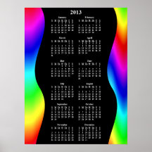 2013 Psychedelic Rainbow Yearly Wall Calendar Poster