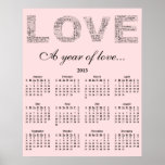 2013 : Une année de calendrier mural d'amour Poster