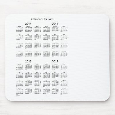 2014-2017 4 Year Calendar Mousepad by Calendars_by_Janz