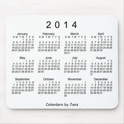 2014 Calendar Mouse Pad