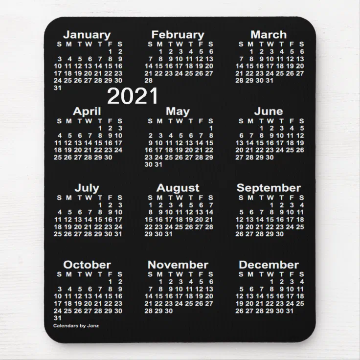 Neon White Large Print Calendar By Janz Mouse Pad Zazzle