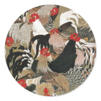 20. 群鶏図, 若冲 Flock of Roosters, Jakuchu Round Sticker
