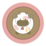 20 - 1.5" Envelope Seal Abbys Farm Pink Girly Cow Round Stickers