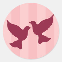 20 - 1.5" Envelope Seal Love Birds Pink Stripes Sticker