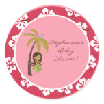 20 - 1.5"  Favour Stickers Pink Hawaiian Luau Trop