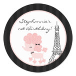 20 - 1.5"  Favour Stickers Pink Poodle in Paris