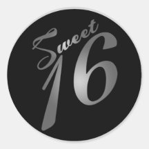 20 - 1.5"  Favour Stickers Sweet 16 Silver