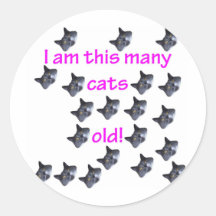 20 Cat Heads Old Round Stickers