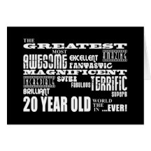 20ème Ans de fête d'anniversaire plus grands vingt Carte De Vœux